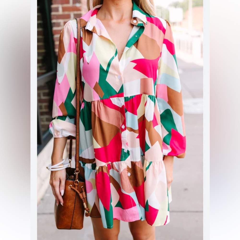 Sunday Up Printed Dress Pink Medium mini dress